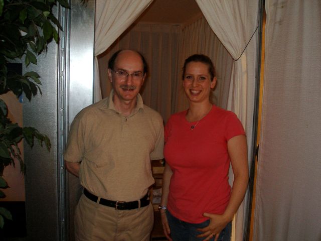 Dean Radin and Jamie M Eastman in front of the electromagnetic cancelation chamber