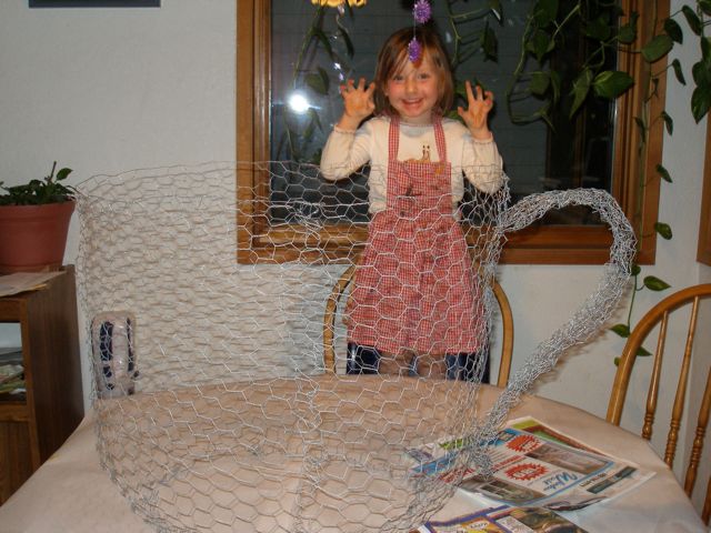 PA061272 Chicken wire frame tea cup for "fairy taking a bath in teacup" costume. My little fairy in the background :)